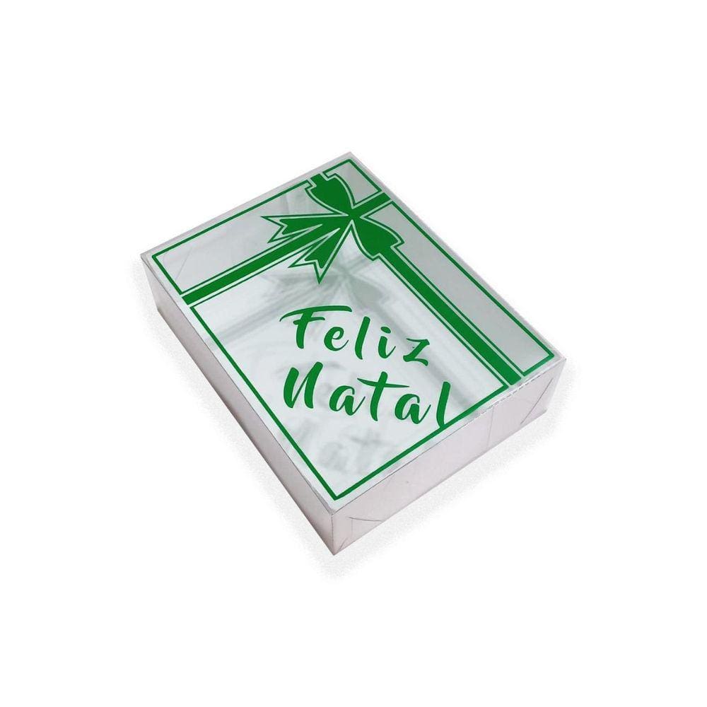 Caixa Presente Feliz Natal, 10 Unid, 15X11.5X4 Cm, Verde D