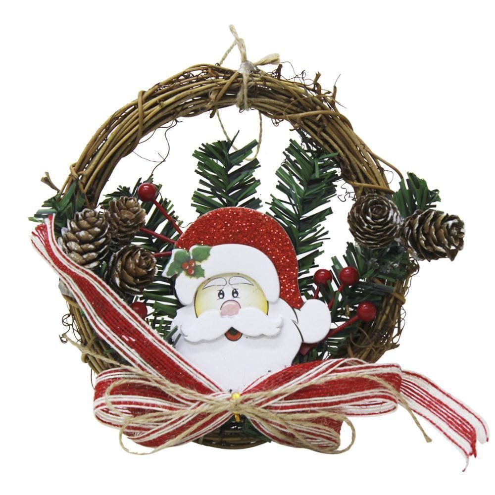 Guirlanda Enfeite Porta Natal Papai Noel Laço Decoração