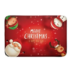 Tapete Porta Entrada Vermelho Papai Noel Natal Emborrachada