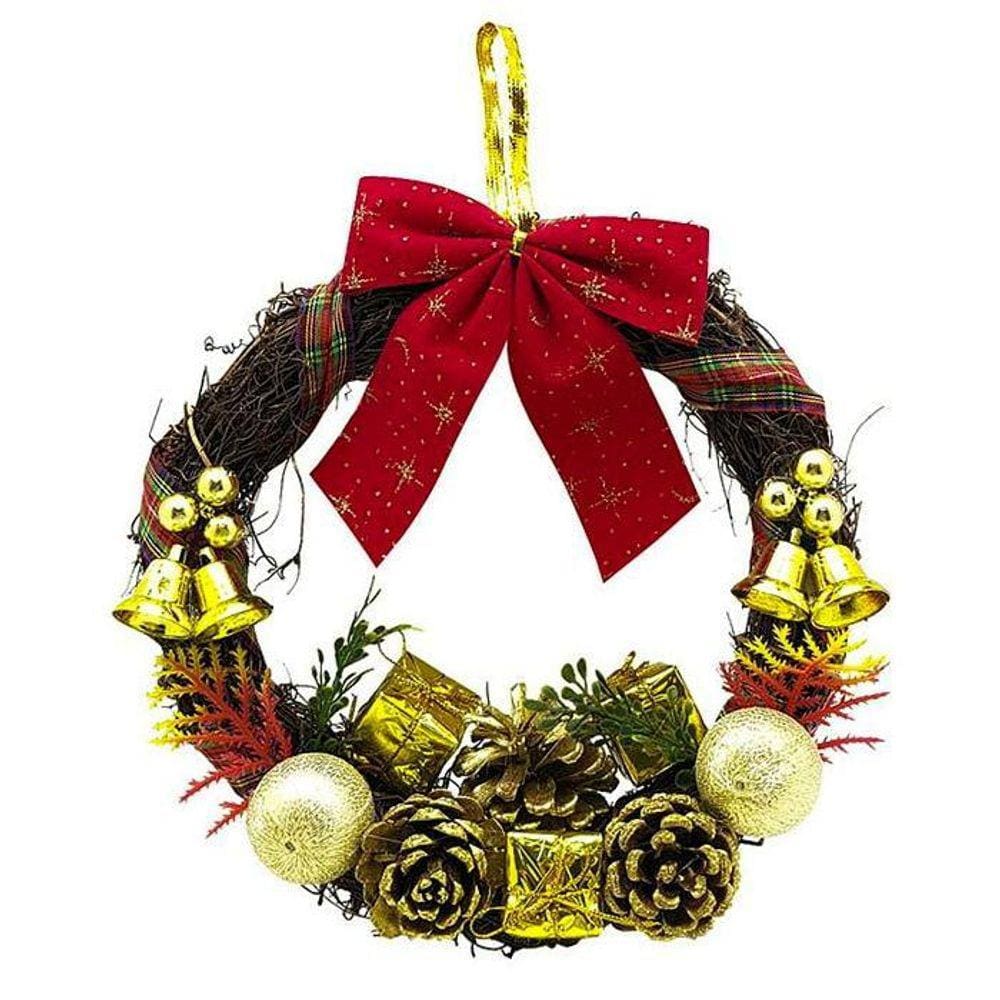 Guirlanda Enfeite Natal Porta Natalino Laço Bolas Decoração
