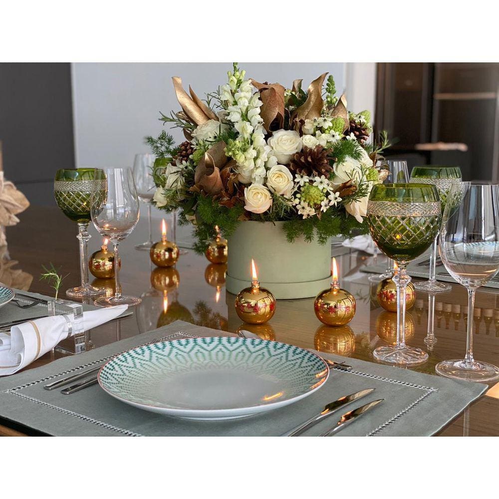 Lamparina Decorativa Natal Dourada Para Fluido Velas Bistrot