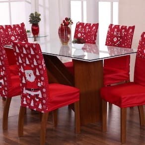 Kit 4 Capas P Cadeira D Jantar Estampada - Natal Vermelho