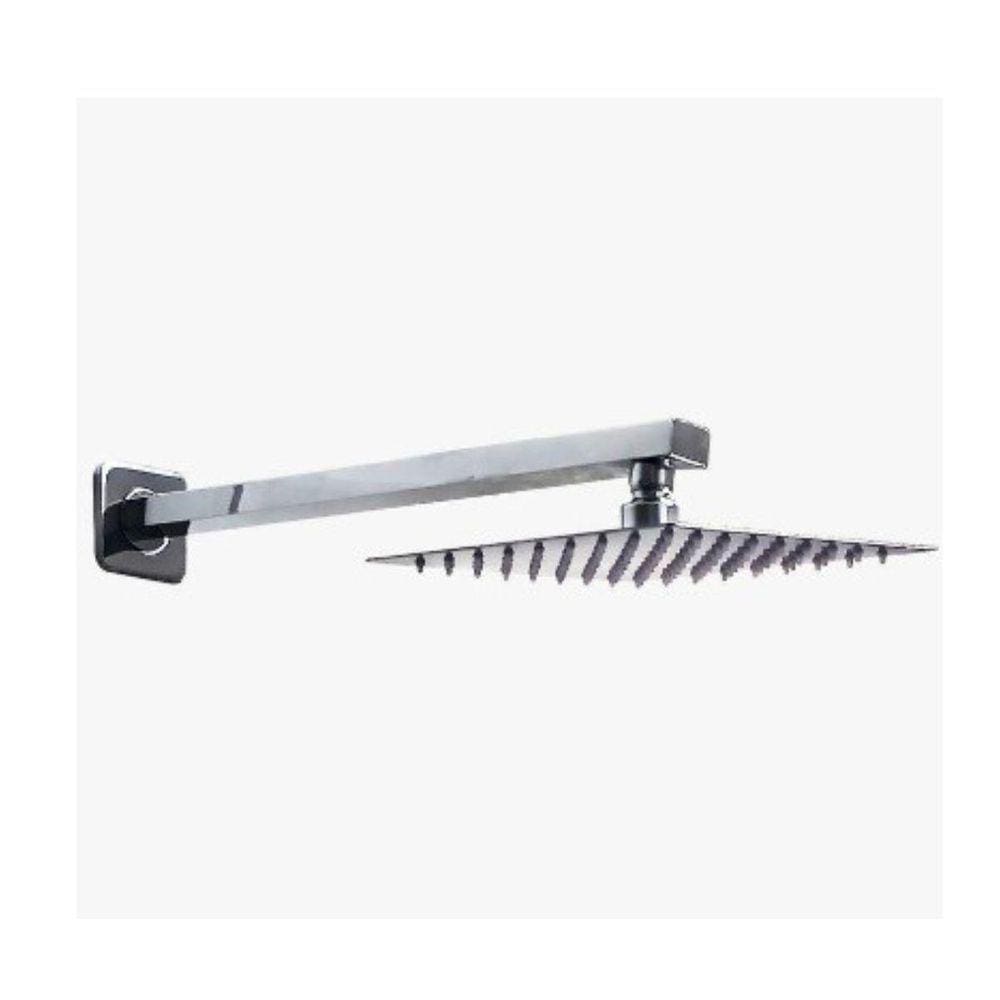 Ducha Chuveiro 25X25 Inox Slim Quadrado Braço 40Cm