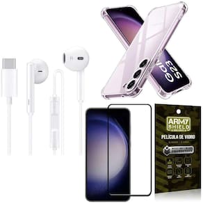 Capinha Samsung S23 + Fone de Ouvido Tipo C + Película 3D
