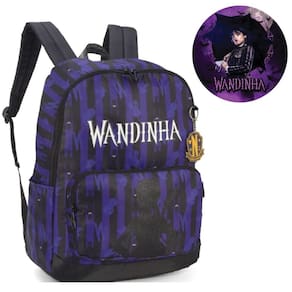 Mochila Escolar Juvenil de Costas Wandinha Roxo Luxcel