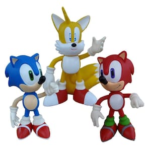 Sonic Azul Sonic Vermelho Tails - 3 Bonecos Grandes