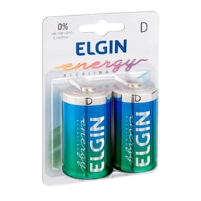 Pilha Alcalina D Elgin LR20 - com 2 unidades - 82157