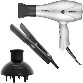 Kit Taiff - Secador Prof. Fox Ion S Prata 2100W 127V + Prancha Ceramic 180ºc + Difusor De Ar Curves