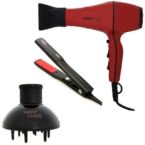 Kit Taiff - Secador Profissional Style Red 2000W 220V + Prancha Red Ion 200ºc + Difusor De Ar Curves