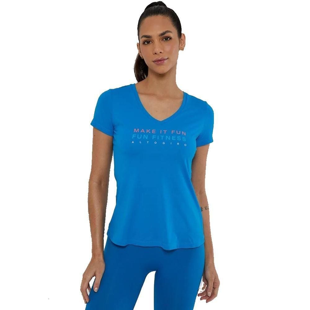 T- Shirt Alto Giro Feminina Camiseta Dry Fit Skin