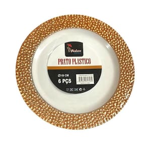 Prato Sobremesa Borda Perolada Rose Acrílico 19Cm-Kit 12Un