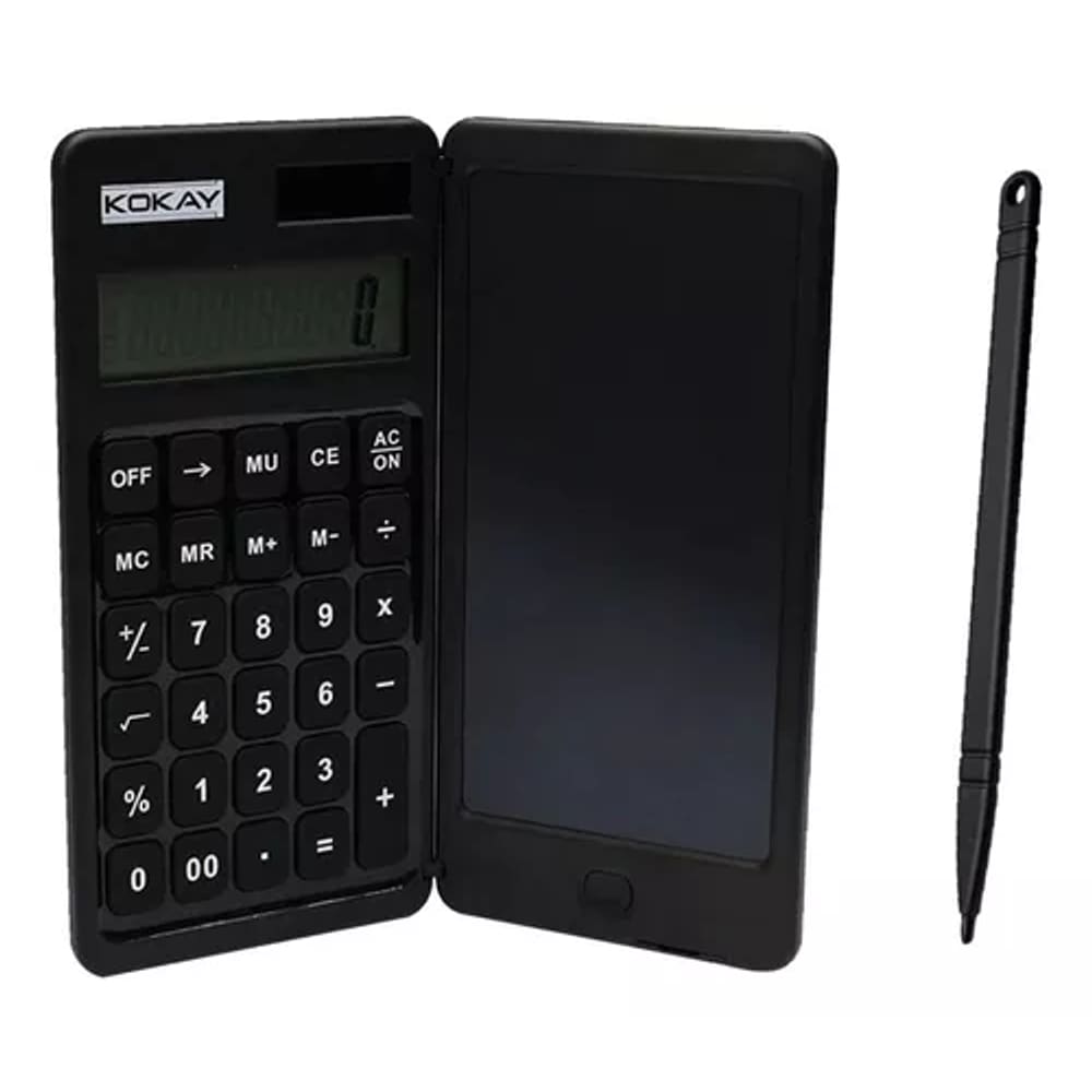 Calculadora Dobravel 10 Digitos Tablet De Escrita Lcd Preta Kokay Ck-100