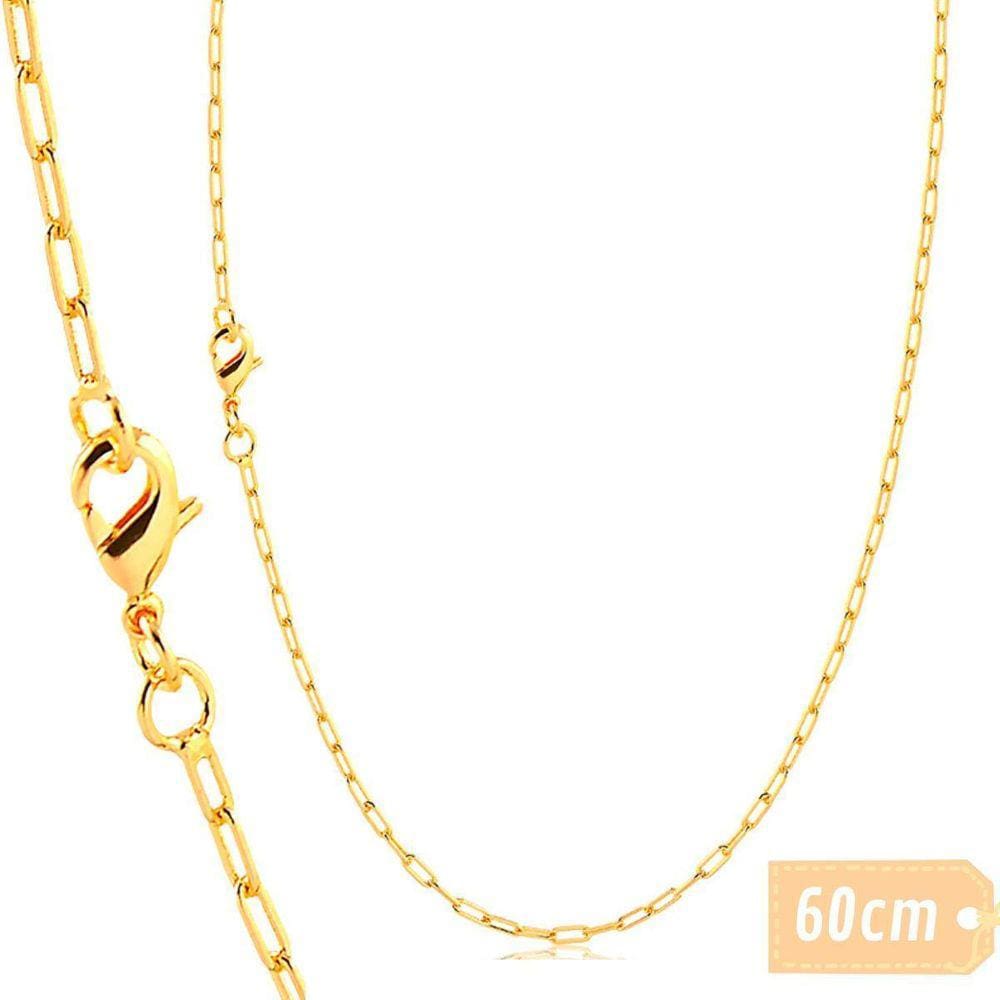 Corrente Masculina Elo Cartie 2Mm Banhada A Ouro 18K 60Cm
