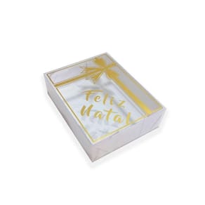 Caixa Presente Feliz Natal, 10 Unid, 15X11.5X4 Cm, Dourado D
