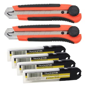 Kit Estilete Profissional 25Mm Trava Emborrachado + Lamina