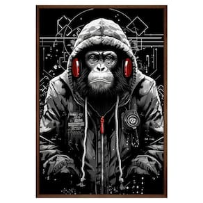 Quadro Decorativo Macaco Estiloso Moldura Cx Alta 40x60 Titulo Moldura Madeira