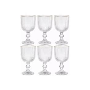 Taça p/ agua e vinho graffiato borda dourada 370ml 6pcs