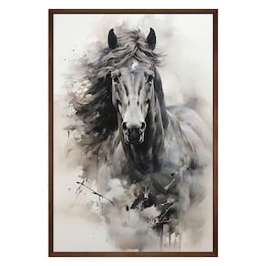 Quadro Decorativo Cavalo Aquarela Moldura Cx Alta 40x60 Titulo Moldura Madeira