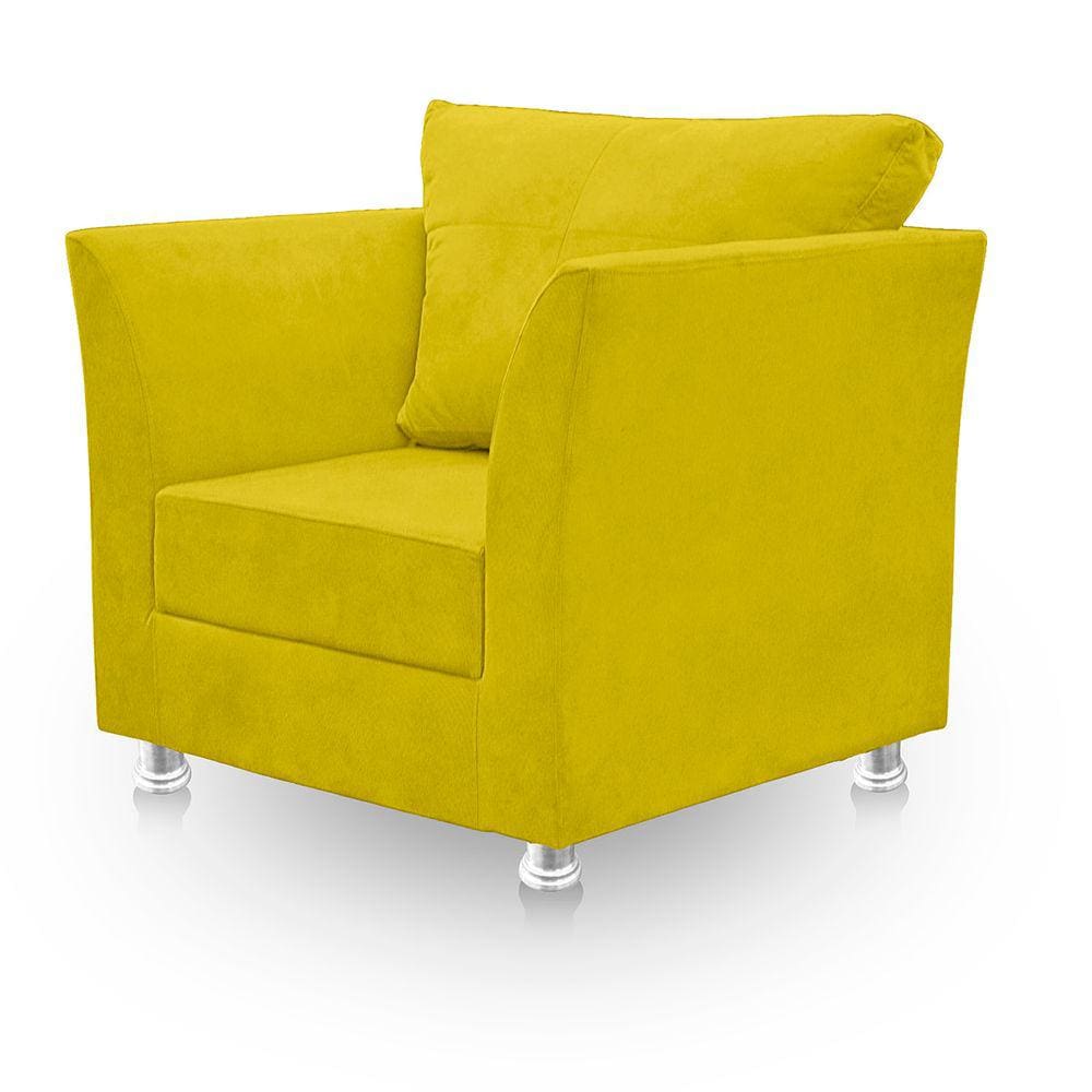 Poltrona Decorativa para Sala e Quarto Lisboa Suede Amarelo