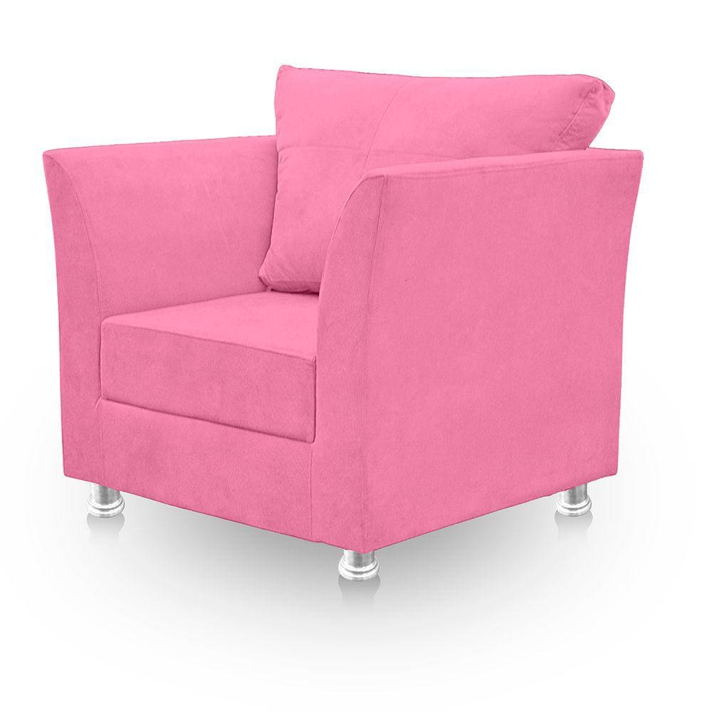 Poltrona Decorativa para Sala e Quarto Lisboa Suede Rosê
