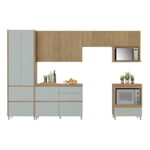 Cozinha Completa 100% MDF 6 Peças Nesher Rainha Marrom Verde
