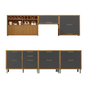 Cozinha Modulada 100% MDF 6 Peças Nesher Imperatriz Marrom Grafite