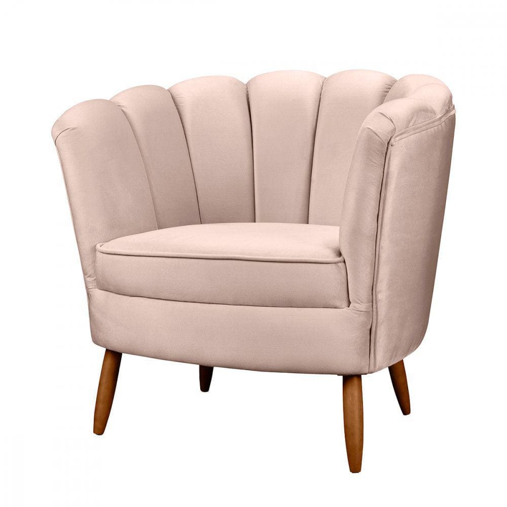 Poltrona Decorativa Ariel com Pés de Madeira Veludo Speciale Home