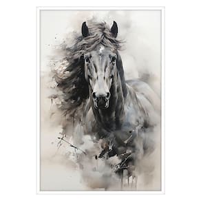Quadro Decorativo Cavalo Aquarela Moldura Cx Alta 40x60 Titulo Moldura Branca