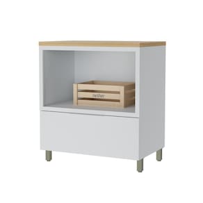 Balcão para Forno e Microondas Nesher Marquesa MDF 1 Gaveta Branco Marrom