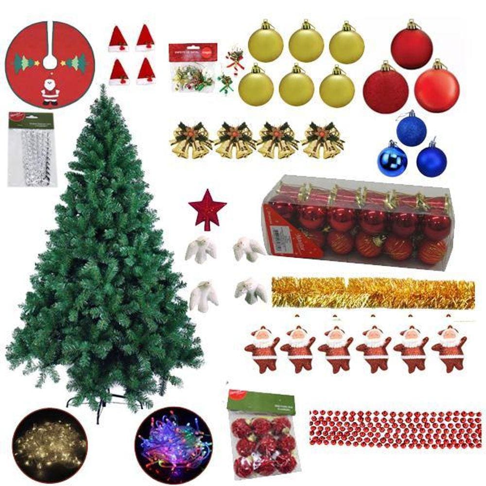 Árvore Natal Dinamarca 1,50M 345G Decorada 143 Itens P 110V