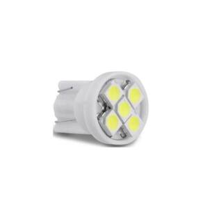 Lâmpada Automotiva T10 Cabeça Reta 5Led 12V Super Branca