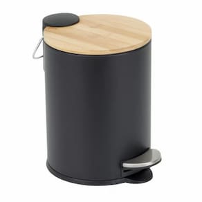 Lixeira com Tampa de Bambu 5 Litros - Resistente e Elegante