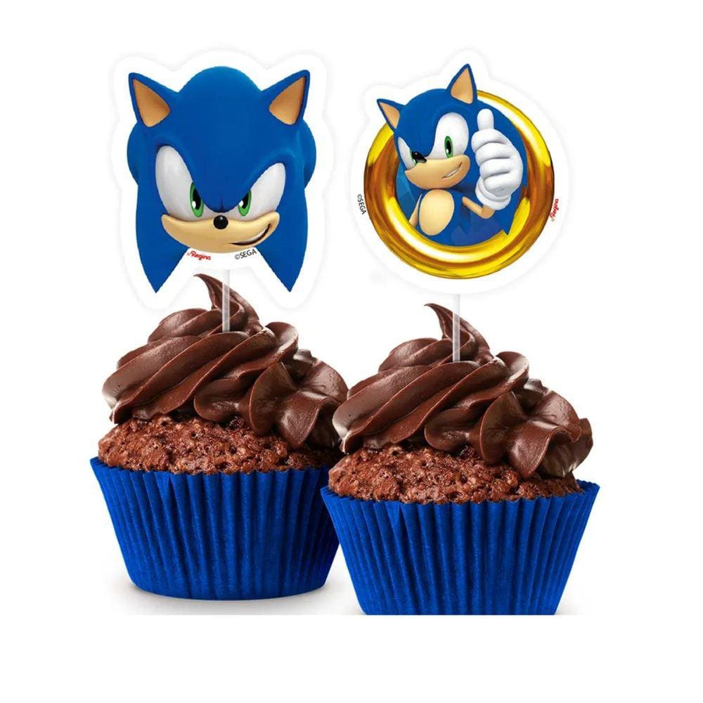 Picks Para Doces Tema Sonic Com 8 Unidades