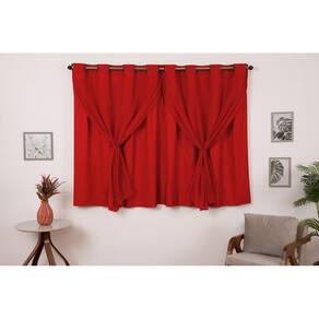 Cortina Blackout Pvc Com Tecido Voil 2,80M X 1,60M Vermelho