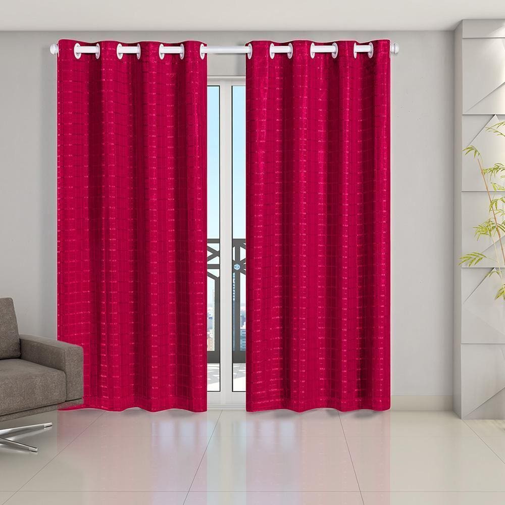 Cortina Blackout Pvc Com Tecido Voil Xadrez 2,80X2,30 Pink