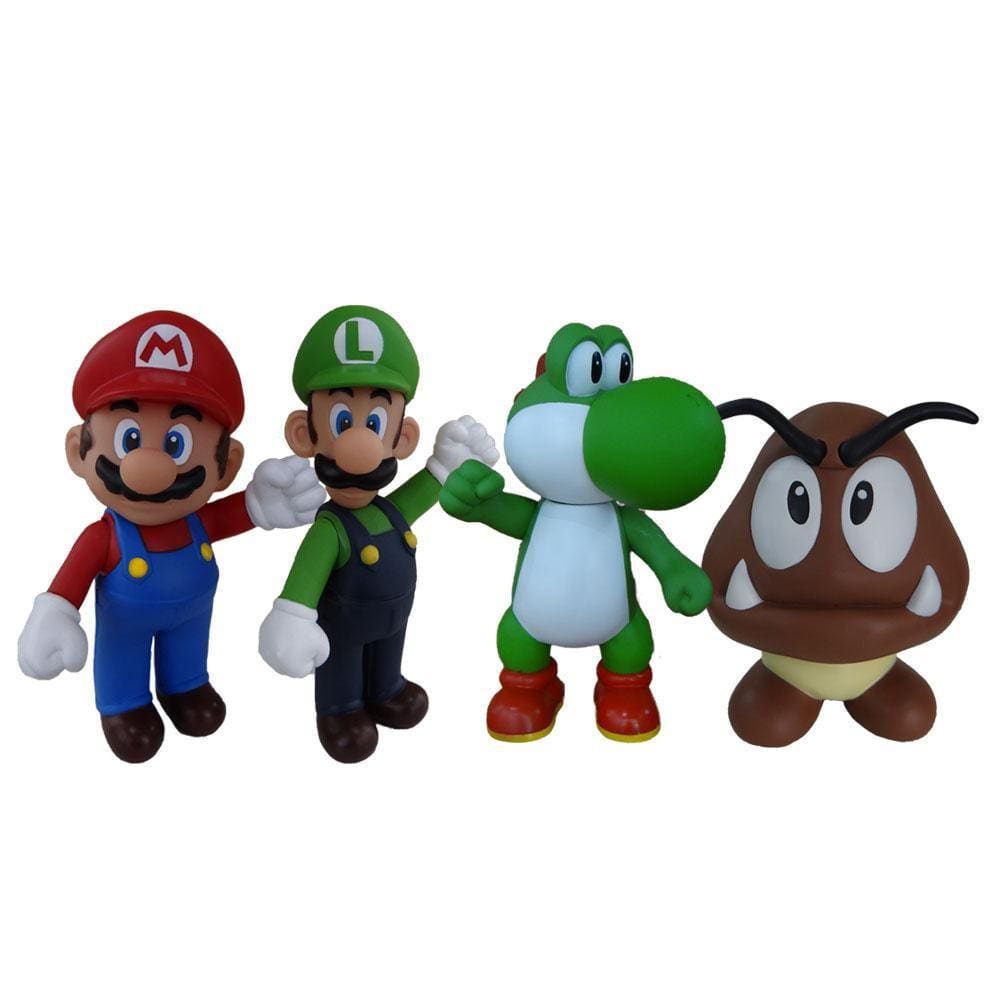 Super Mario, Luigi, Yoshi E Goomba- Kit 4 Bonecos Grandes