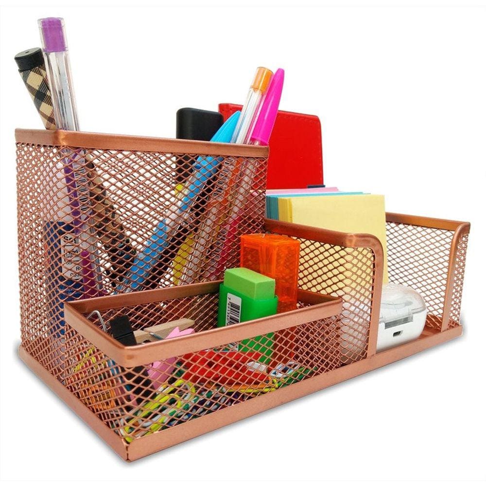 Kit Organizador para Escritório com 3 Partes Rose Gold