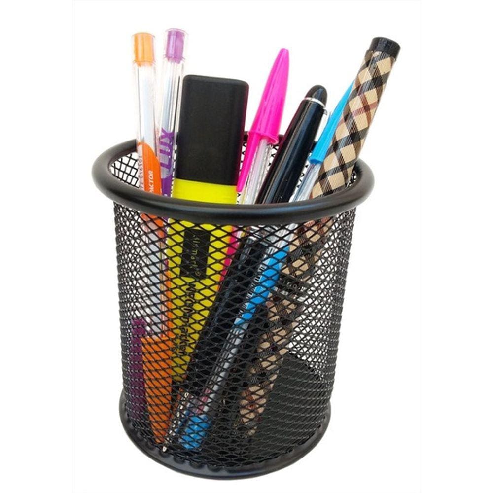 Porta Caneta Aramado Redondo Preto 10cm