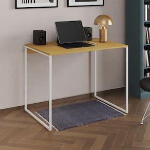Escrivaninha Industrial Office Canela 120x53 Grécia Base Ferro Branco
