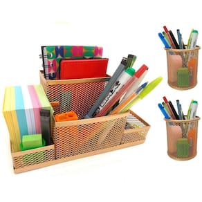 Kit Organizador e Porta Caneta Dourado