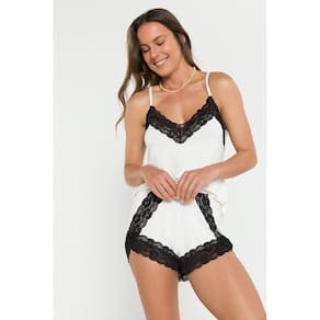 Pijama Feminino Curto Alça Acabamento em Renda