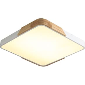 PLAFON LED QUADRADO WOOD 40x40CM MADEIRADO/BRANCO 54W 3000K