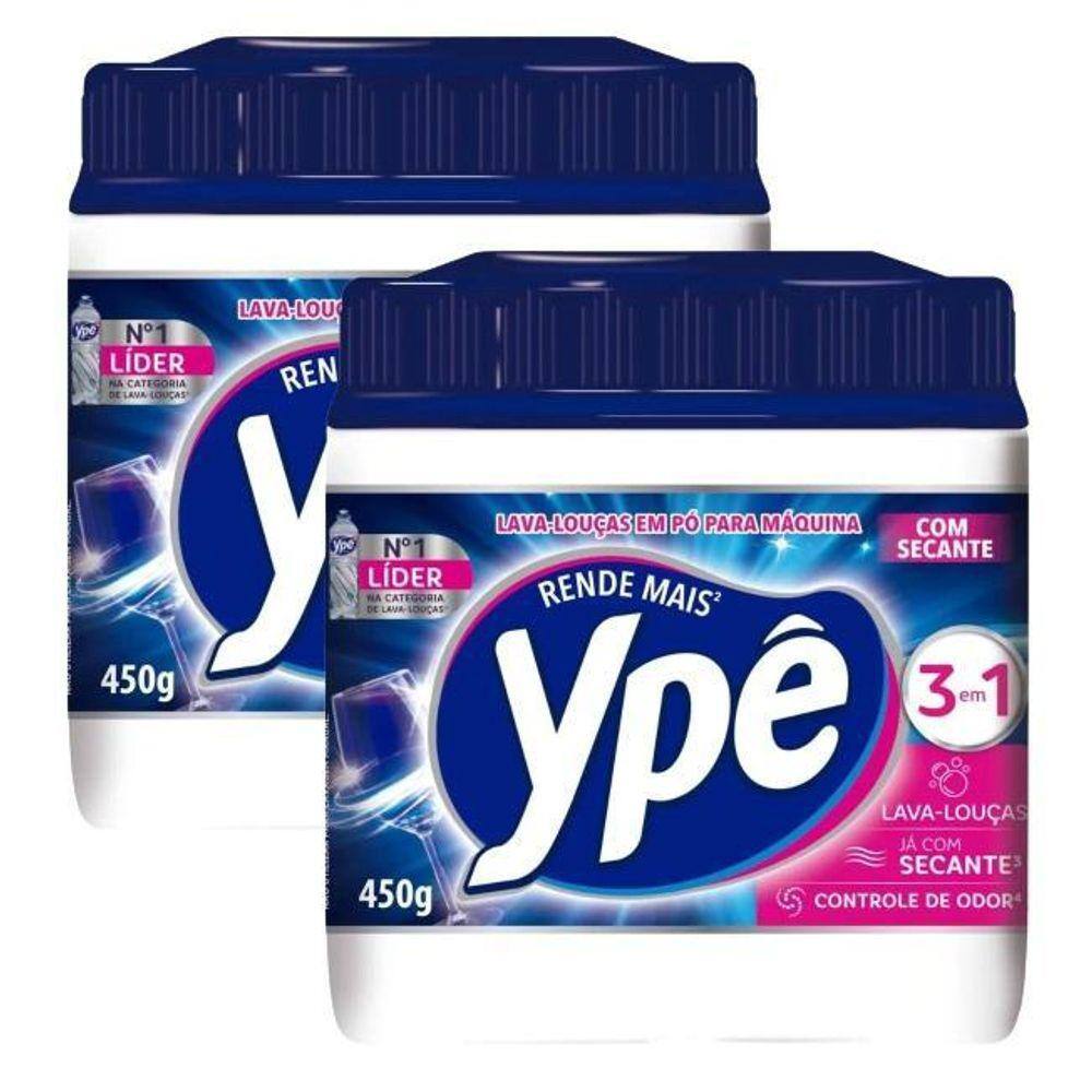2 Detergente Maquina De Lava Louças Ypê Pó 18 Lavagens 450G