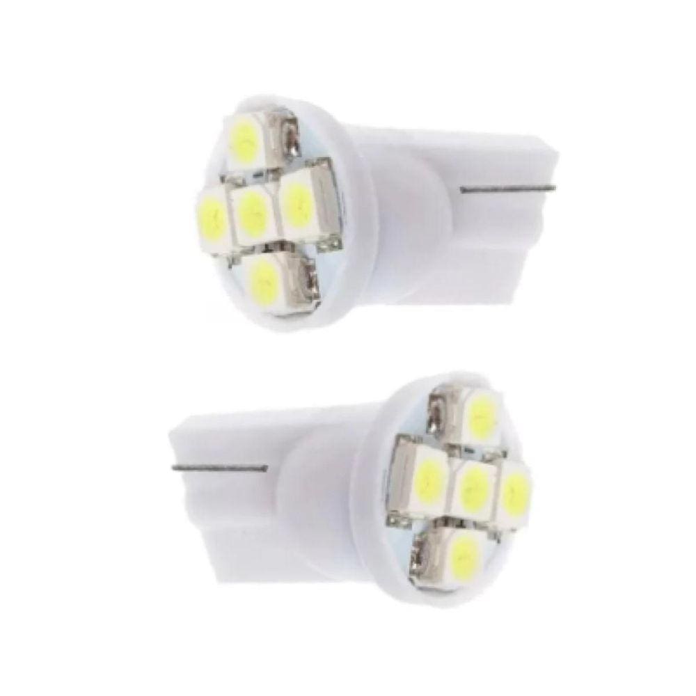 2X Lâmpada Automotiva T10 Cabeça Reta 5Led 12V Super Branca