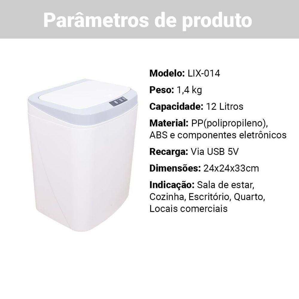 Lixeira Automática Sensor 16L Branca |