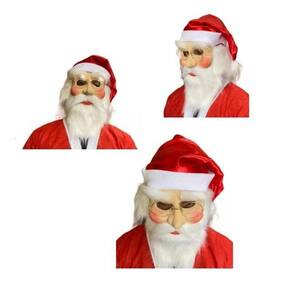 Kit Natal Papai Noel Máscara Com Barba Cabelo Gorro + Óculos