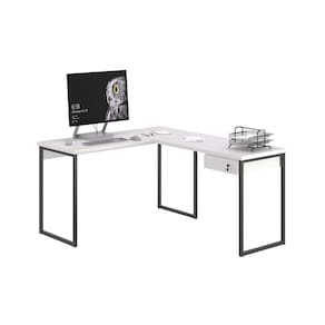 Escrivaninha em L 1 Gavetas Folix Branco