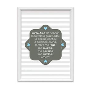 Quadro Decorativo Santo Anjo Do Senhor Listrado Azul 34X44Cm