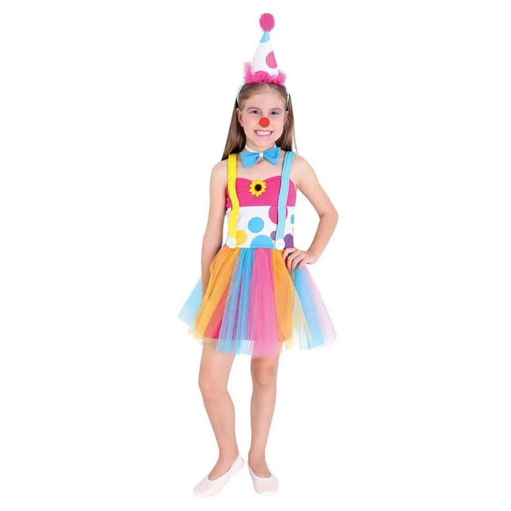 Fantasia Palhacinha Infantil Carnaval Palhaça Gravata Chapéu