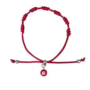 Pulseira Sete Nós Vermelha Kabbalah Olho Grego Cetim 30g
